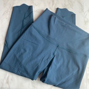 Lululemon leggings size 8 fold over waist band blue